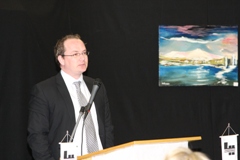Forstjóri FMS, Páll E. Winkel, ávarpar gesti